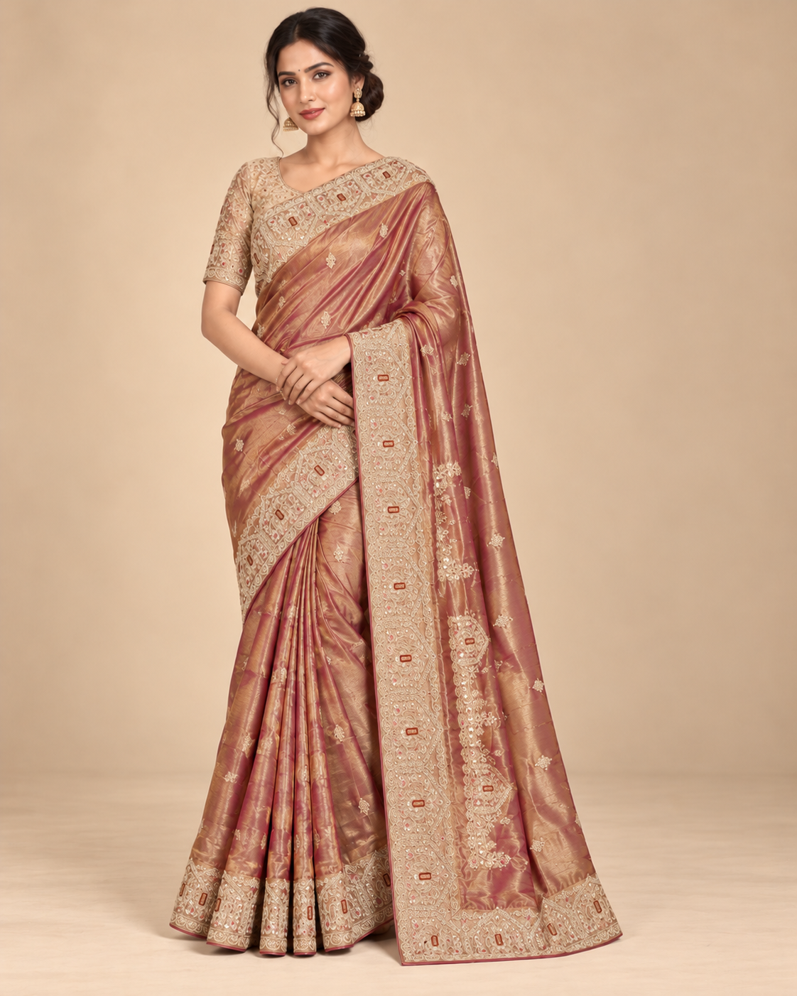 Rose Gold Banarasi Bridal Elegance