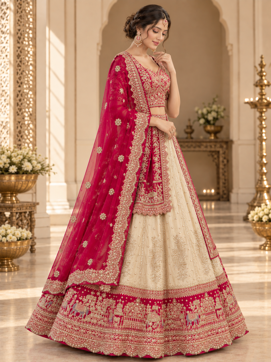 Antique Gold Premium Lehenga