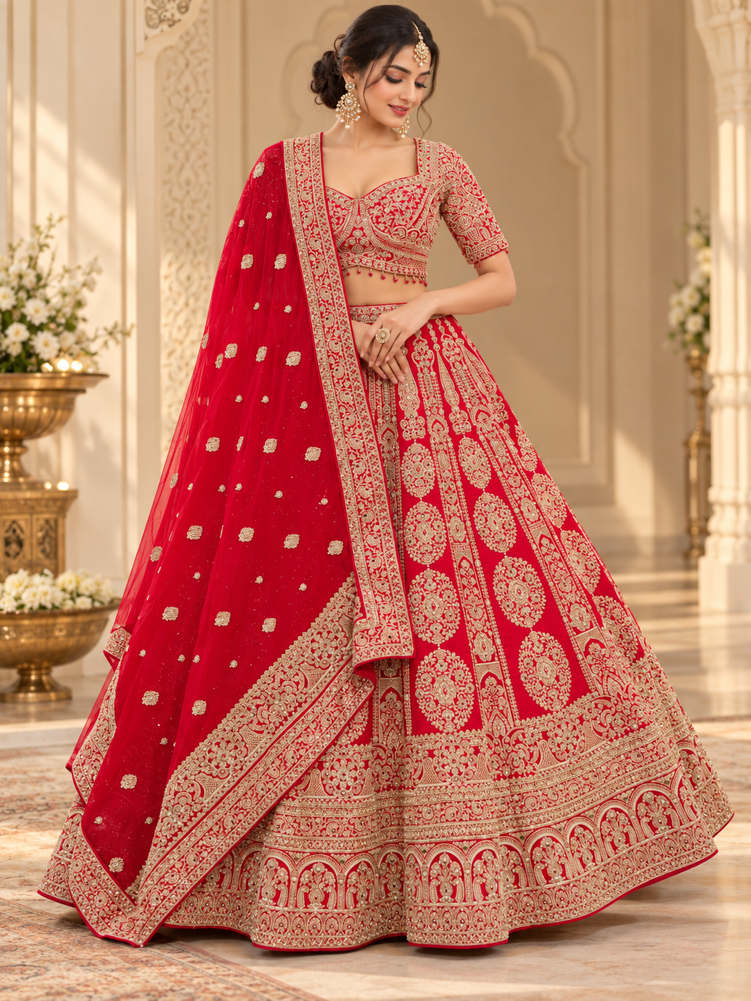 Champagne Embroidered Bridal Lehenga